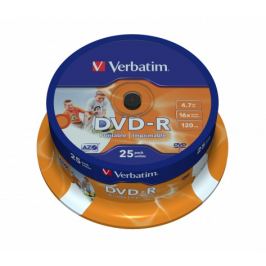 Verbatim DVD-R 16x, printable 25ks cakebox (43538)
