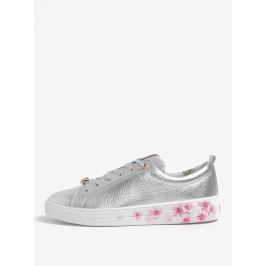 Kožené metalické tenisky ve stříbrné barvě Ted Baker Kellei P