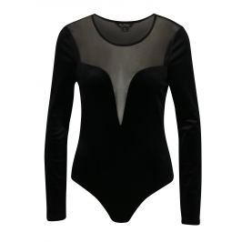 Černé sametové body s průsvitnými detaily Miss Selfridge