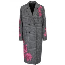 Krémovo-černý vzorovaný kabát s výšivkou Miss Selfridge