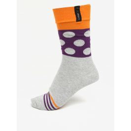Oranžovo-šedé vzorované unisex ponožky V páru