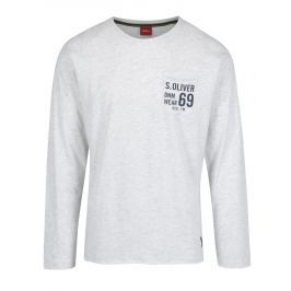 Šedé žíhané pánské slim fit tričko s dlouhým rukávem s.Oliver