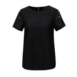 Černé krajkové tričko s krátkým rukávem Dorothy Perkins