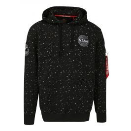 Černá pánská vzorovaná mikina s kapucí ALPHA INDUSTRIES