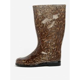 Hnědé dámské holínky s leopardím vzorem Oldcom Rain
