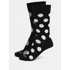 Bílo-černé unisex puntíkované ponožky Fusakle Biele diery