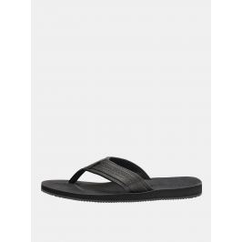 Černé pánské kožené žabky Jack & Jones Bob
