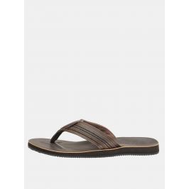 Tmavě hnědé pánské kožené žabky Jack & Jones Bob