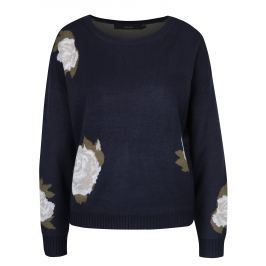 Tmavě modrý květovaný svetr VERO MODA Belmont