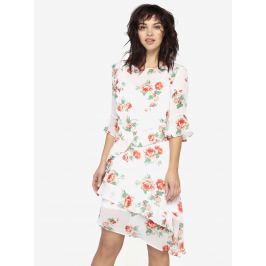Bílé asymetrické květované šaty s volány Miss Selfridge
