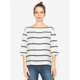 Modro-krémová pruhovaná oversize halenka s 3/4 rukávem s.Oliver