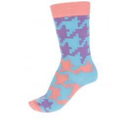 Oranžovo-tyrkysové dámské ponožky Happy Socks Dogtooth