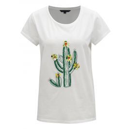 Bílé tričko s flitrovou výšivkou French Connection Cactus