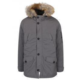 Šedá parka s umělou kožešinou Burton Menswear London