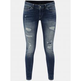 Modré dámské skinny džíny s potrhaným efektem Pepe Jeans