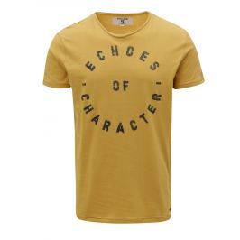 Hořčicové pánské tričko s potiskem Garcia Jeans