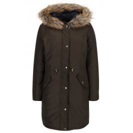Khaki oboustranný kabát s kapucí s kožíškem Dorothy Perkins