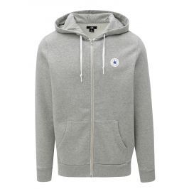 Šedá pánská žíhaná mikina s kapucí Converse Core Full-Zip Hoodie