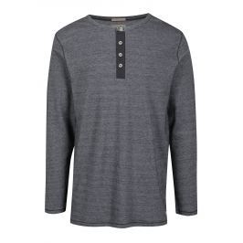 Šedé žíhané tričko s knoflíky Jack & Jones Giovanni