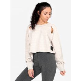 Béžová žíhaná oversize crop mikina s průstřihy Ivy Park