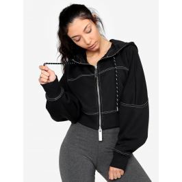 Černá oversize crop mikina s průstřihem a šněrováním na zádech Ivy Park
