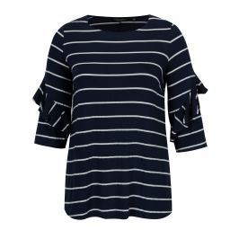 Tmavě modrá pruhovaná halenka s volány na rukávech Dorothy Perkins Curve