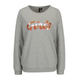 Světle šedá žíhaná mikina s magickými flitry VERO MODA Girls