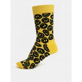 Žluté dámské vzorované ponožky Happy Socks Twisted Smile