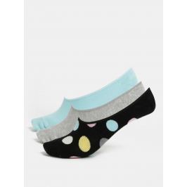 Sada tří párů dámských ponožek v šedé, modré a černé barvě Happy Socks 3-Pack Big Dot Liners