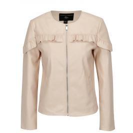 Starorůžová koženková bunda s volánem Dorothy Perkins