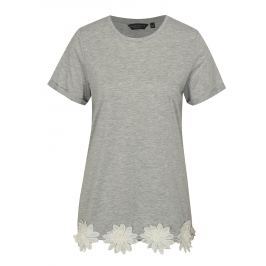 Šedé tričko s nášivkami květin Dorothy Perkins Tall