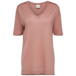 Starorůžové tričko s véčkovým výstřihem Selected Femme Lyro