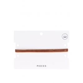 Hnědý sametový choker s detaily ve stříbrné barvě Pieces Figge