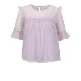 Fialová průsvitná halenka s volánky Miss Selfridge