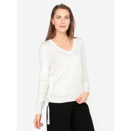 Krémový svetr s véčkovým výstřihem a šněrováním VERO MODA Babetta