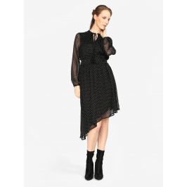Černé asymetrické šaty s dlouhým rukávem VERO MODA Lotta