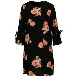 Černé květované šaty s mašlemi na rukávech Dorothy Perkins